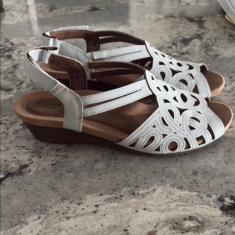 Rockport Women's White Wedge Sandals